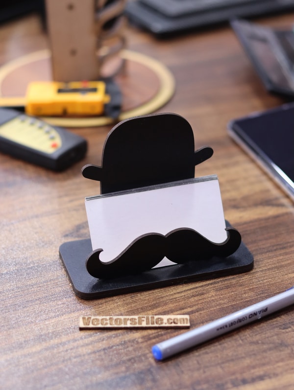 Moustache with Cap Visiting Card Holder Business Card Organizer Laser Cut 3mm DXF and CDR File