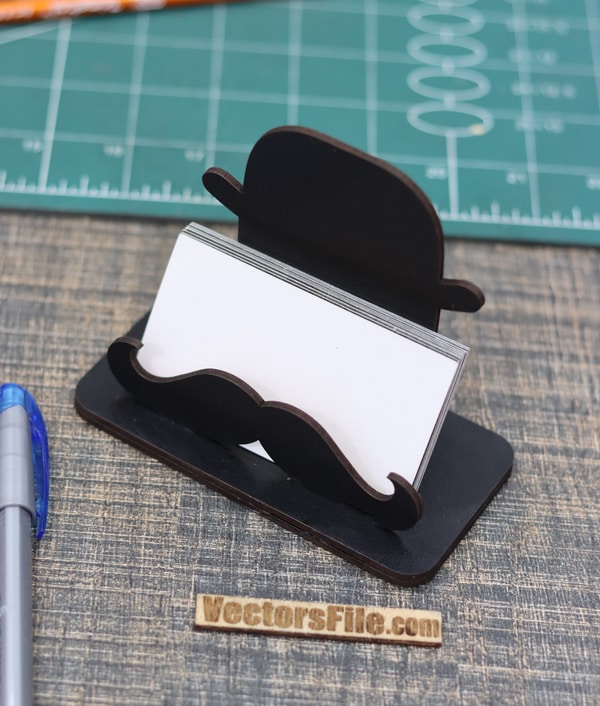 Moustache with Cap Visiting Card Holder Business Card Organizer Laser Cut 3mm DXF and CDR File