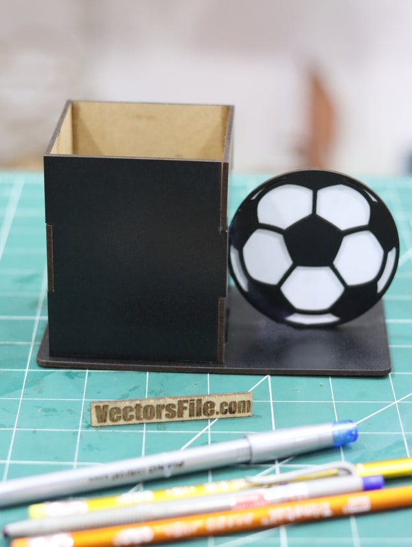 Football Pen and Pencil Holder for Study Desk Laser Cut Wooden 3mm Vector File