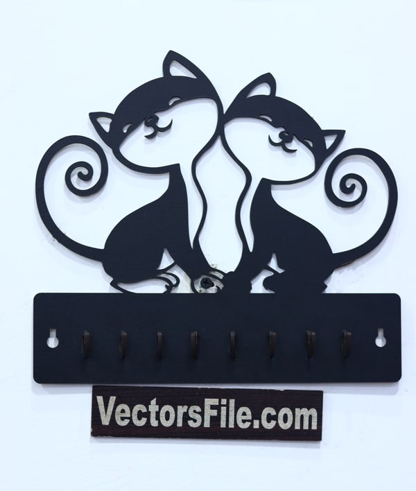 Laser Cut Wooden Cats Key Holder Key Organizer Housekeeper Key Hanger DXF and CDR File