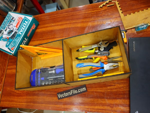 Laser Cut Wooden Tools Organizer Box Storage Box Organizer Box 6mm DXF and CDR File