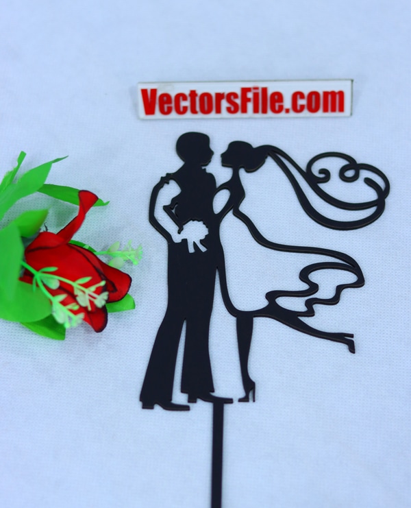 Laser Cut Love Couple Valentines Day Cake Topper Design DXF and CDR File