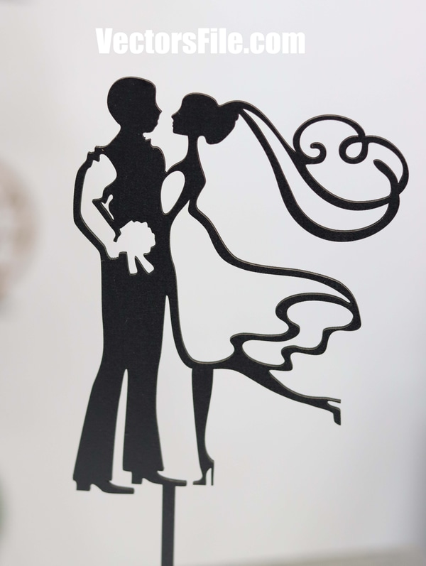 Laser Cut Love Couple Valentines Day Cake Topper Design DXF and CDR File