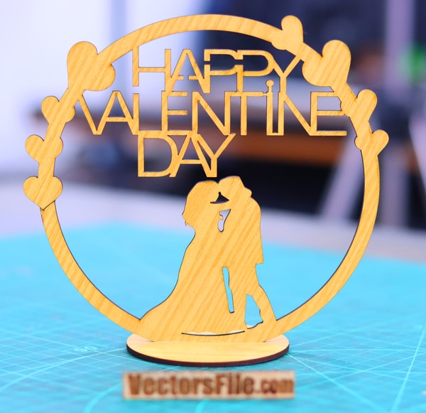 Laser Cut Happy Valentine Day Couple Gift Decoration 3mm DXF and CDR File