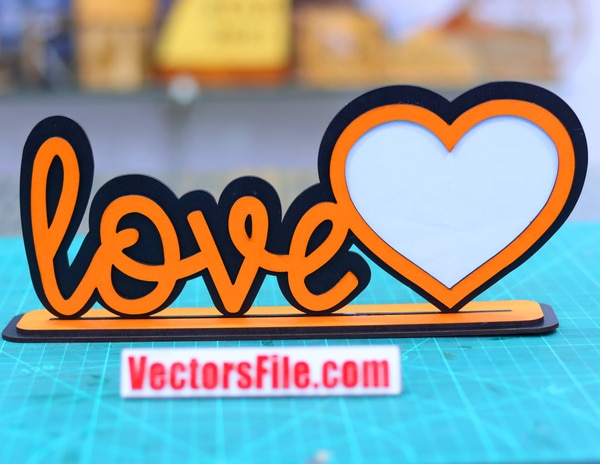 Love Heart Valentine Day Photo Frame Gift Valentines Day Gift Ideas 3mm DXF and CDR File