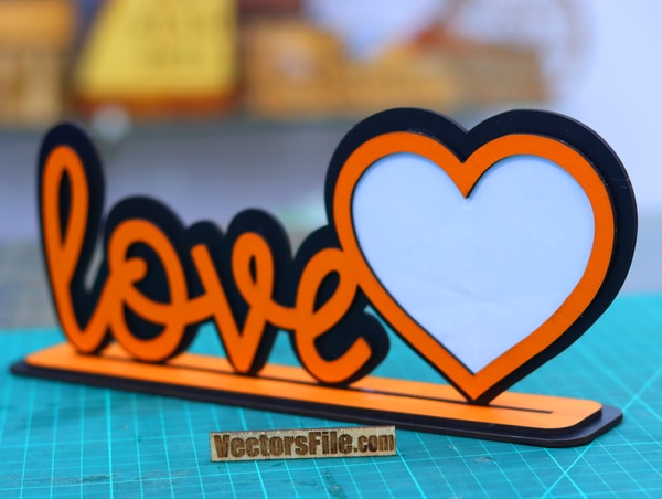 Love Heart Valentine Day Photo Frame Gift Valentines Day Gift Ideas 3mm DXF and CDR File