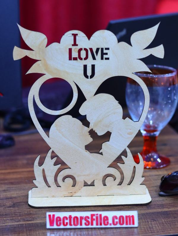 Valentine Day Gift Ideas Love Heart with Couple I Love You Stand Decor 3mm Vector File