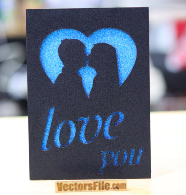 Happy Valentine Day Gift Card Love You Couple Gift Ideas Laser Cut Vector File