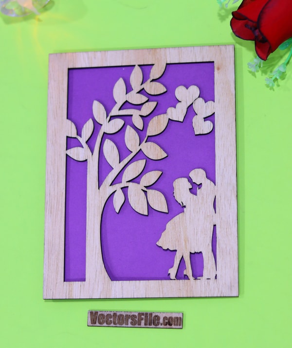 Happy Valentine Day Gift Card Template Sample Laser Cut DXF adn CDR File