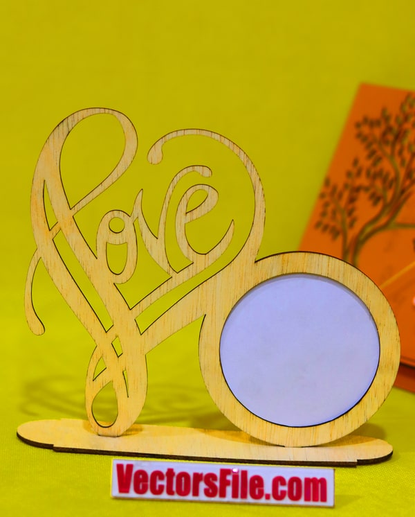 Laser Cut Love Photo Frame Happy Valentine Day Gift Idea Couple Frame Vector File