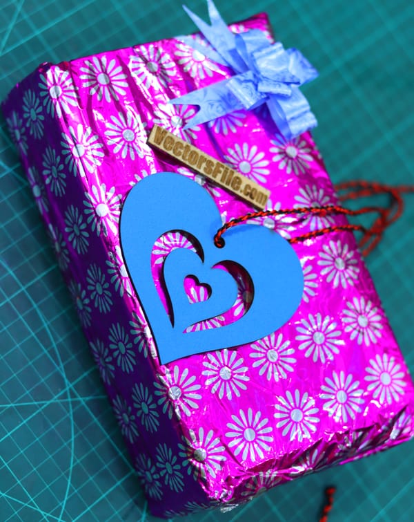 Laser Cut Wooden Heart Tag for Gift Valentine Day Gift Tag DXF and CDR File