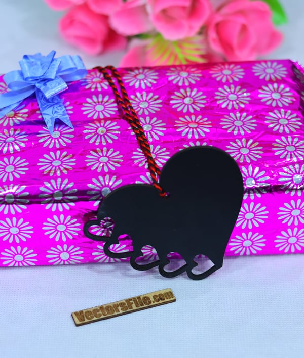 Laser Cut Wooden Heart Tags Sample Valentine Day Gift Tags Template CDR and DXF File