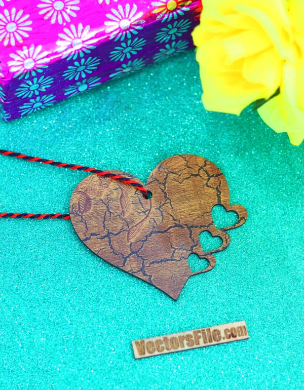 Laser Cut Wooden Heart Gift Tags Packing Gift Idea for Valentine Day DXF and CDR File