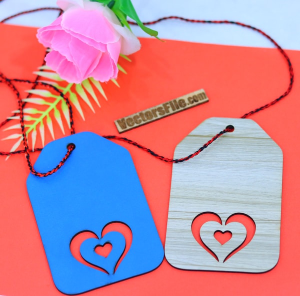 Laser Cut Wooden Gift Packing Tags Template Happy Valentine Day Gift DXF and CDR File