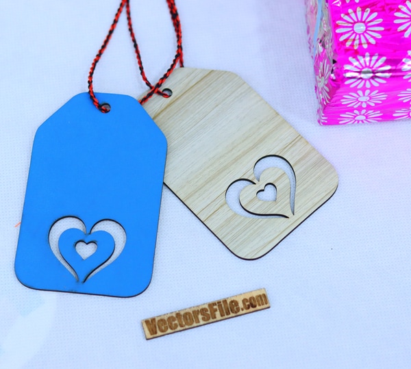 Laser Cut Wooden Gift Packing Tags Template Happy Valentine Day Gift DXF and CDR File