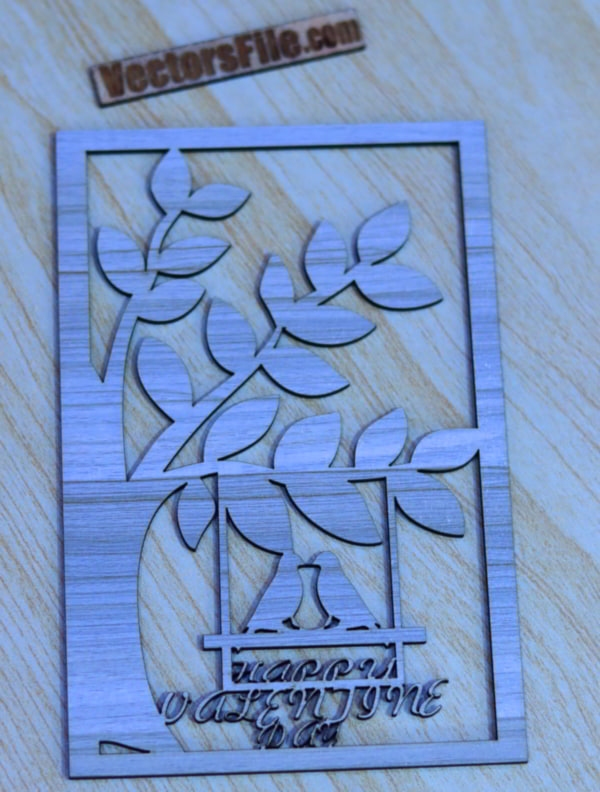 Laser Cut Wooden Card Desing Happy Valentine Day Gift Card Idea DXF and CDR File