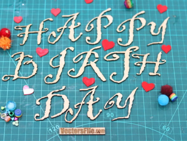 Laser Cut Happy Birthday Stencil Font for Laser Cutting DXF and CDR File