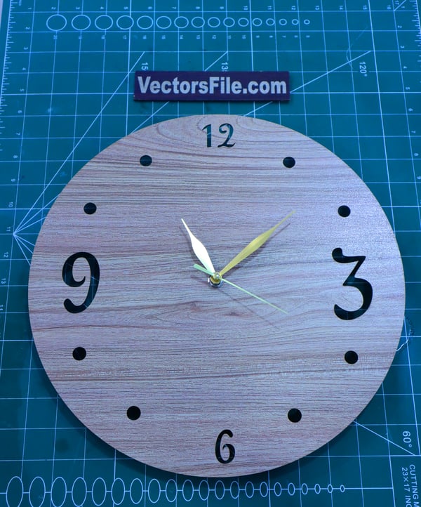 Laser Cut Round Wall Clock Wooden Room Wall Decor Clock DXF and CDR File