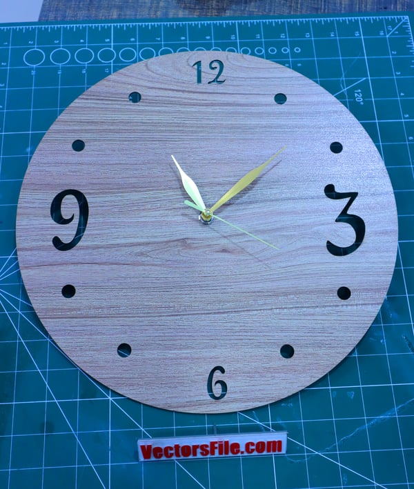 Laser Cut Round Wall Clock Wooden Room Wall Decor Clock DXF and CDR File