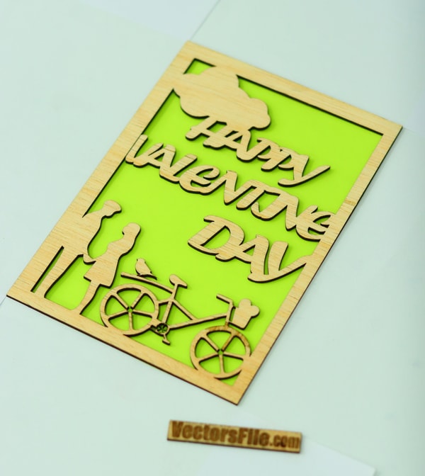 Laser Cut Couple in Love Happy Valentine Day Gift Card Template DXF and CDR File