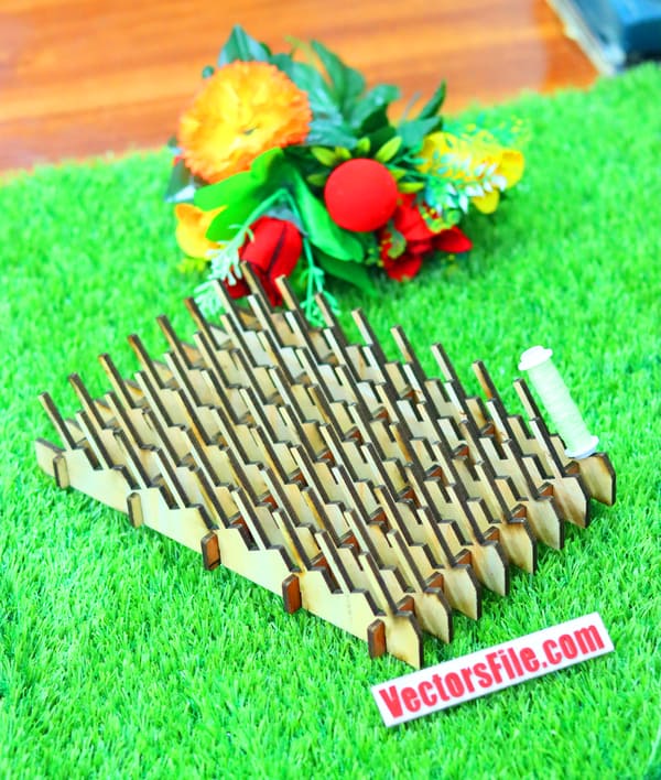 Wooden 72 Bobbins Holding Rack Sewing Thread Organizer 4mm Vector File for Laser Cutting