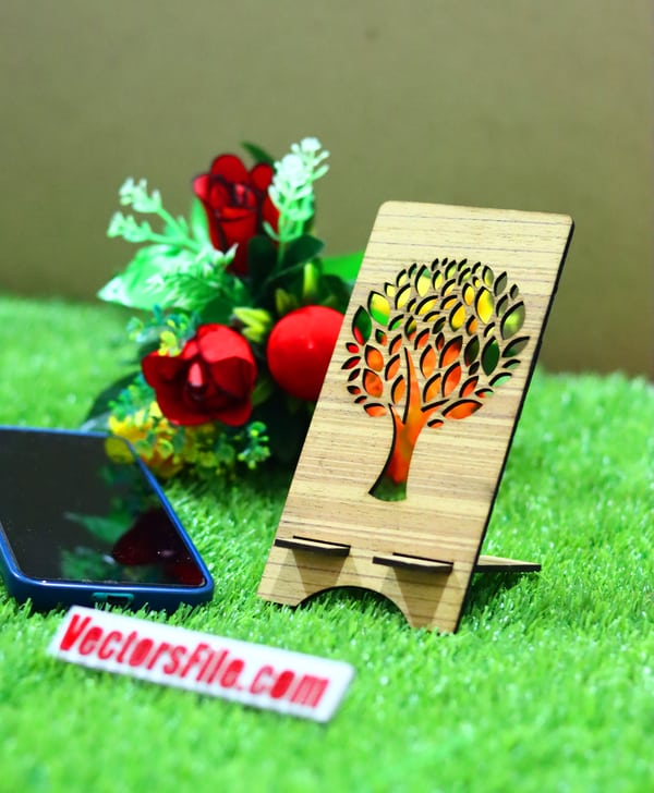 Laser Cut Tree Cutout Mobile Holder Phone Stand Desk Cell Phone Holder 3mm DXF and CDR File