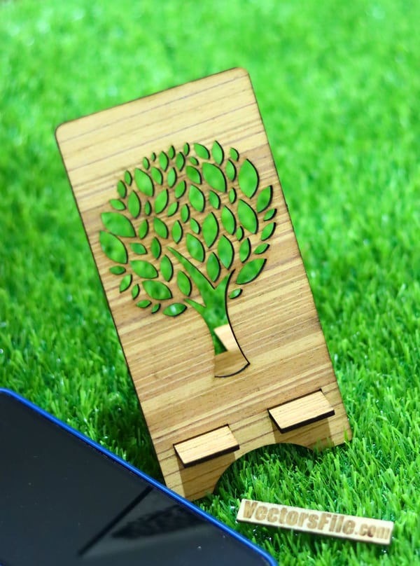 Laser Cut Tree Cutout Mobile Holder Phone Stand Desk Cell Phone Holder 3mm DXF and CDR File