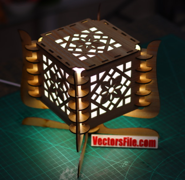 Wooden Table Lamp Night Light LED Lamp Puzzle Design Laser Cut 3mm DXF and CDR File