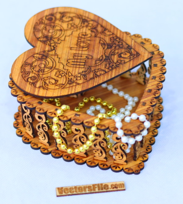 Happy Valentine Day Heart Shape Gift Box Chocolate Box Love Box Laser Cut 3mm DXF and CDR File