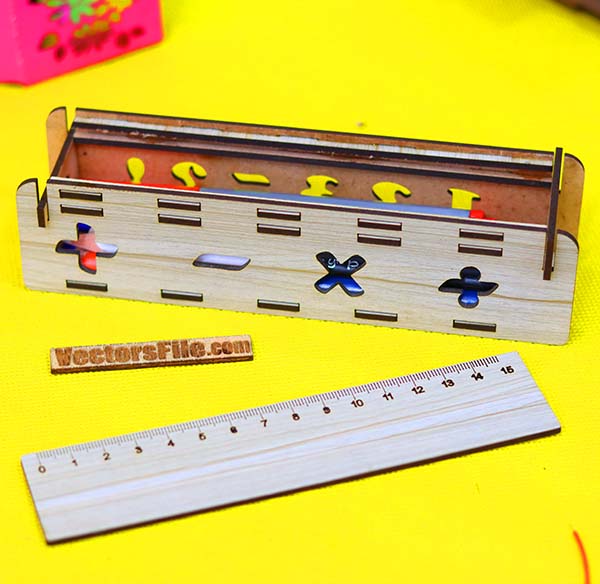 Laser Cut Wooden Geometry Box Pen Box Pencil Box School Box for Kids 3mm DXF and CDR File