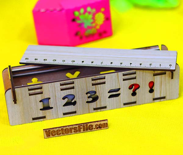 Laser Cut Wooden Geometry Box Pen Box Pencil Box School Box for Kids 3mm DXF and CDR File