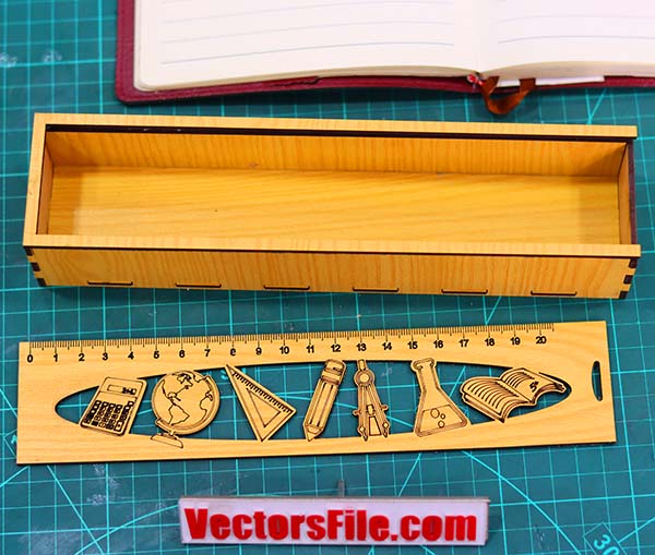 Laser Cut Wooden Pencil Box Pen Case Geometry Box Template 3mm DXF and CDR File