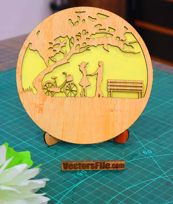 Laser Cut Wooden Decorative Frame Design for Happy Valentine Day Gift DXF and CDR File