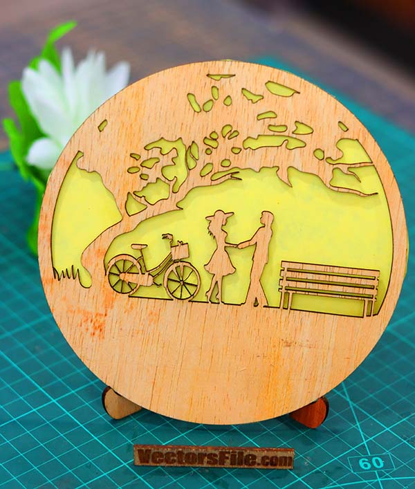 Laser Cut Wooden Decorative Frame Design for Happy Valentine Day Gift DXF and CDR File