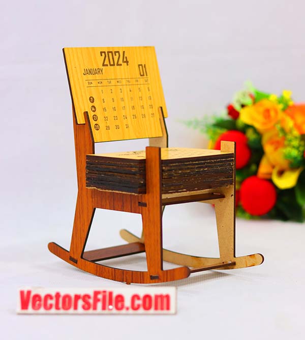 Laser Cut Calendar 2024 Laser Engraving Wooden Calendar with Stand DXF and CDR File