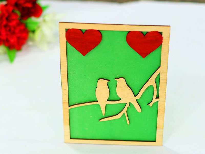 Laser Cut Happy Valentine Day Gift Card Brid Couple with Heart DXF and CDR File