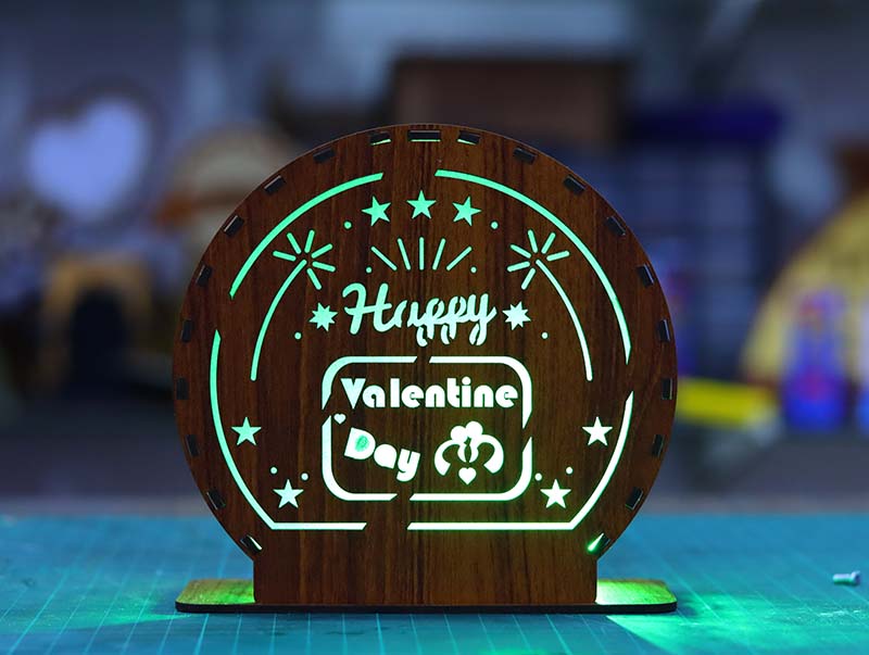 Laser Cut Happy Valentine Day Lamp Table Lamp Night Light LED Lamp 3mm DXF and CDR File
