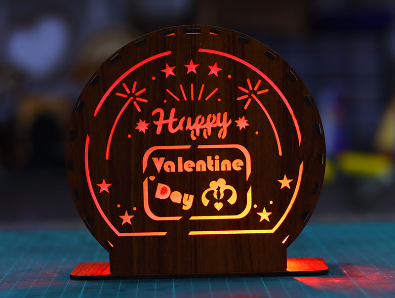 Laser Cut Happy Valentine Day Lamp Table Lamp Night Light LED Lamp 3mm DXF and CDR File
