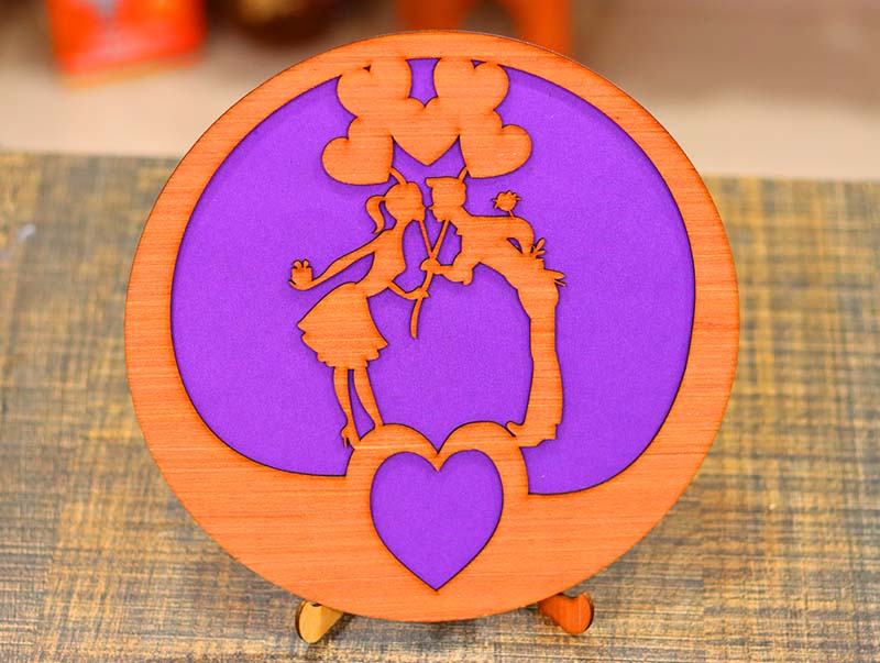 Laser Cut Wooden Happy Valentine Day Frame Couple Frame Gift Idea 3mm Vector File