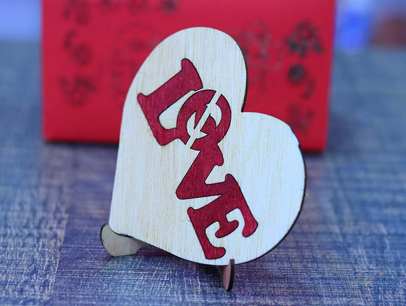 Happy Valentine Day Heart Gift Love with Heart Stand Decor with Stand DXF and CDR File