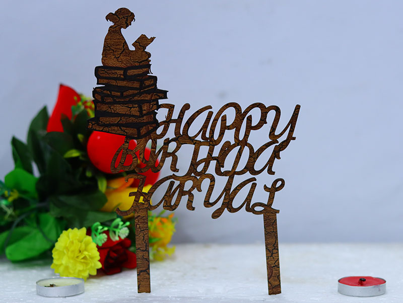 Custom Laser Cut wood Cake Topper Birthday Cake Topper for Girls Vector File