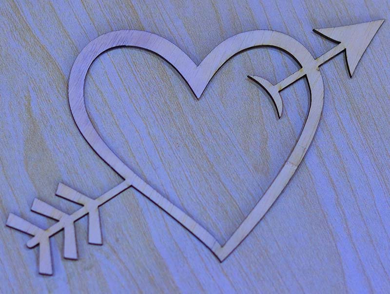 Laser Cut Wooden Valentine Day Heart Arrow Vector File