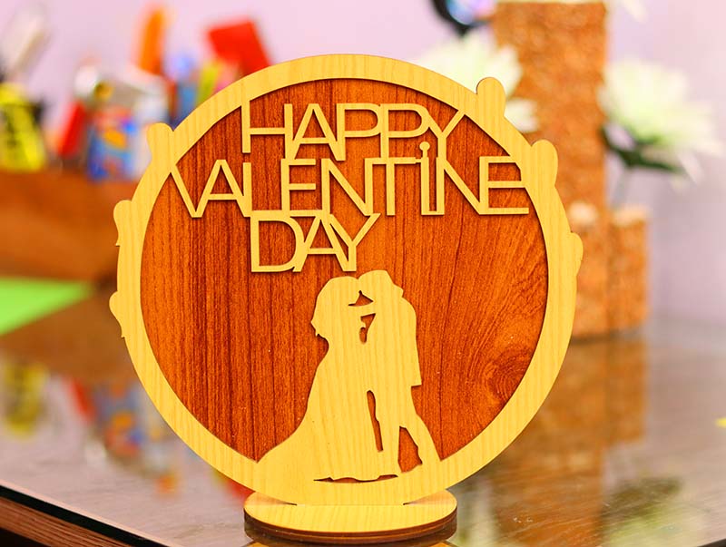Laser Cut Happy Valentines Day Gift Frame Love Couple Frame Stand Vector File