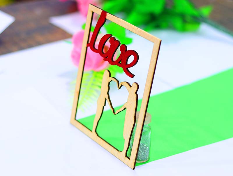 Laser Cut Card Happy Valentine Day Gift Card Heart with Couple Love Template Vector File