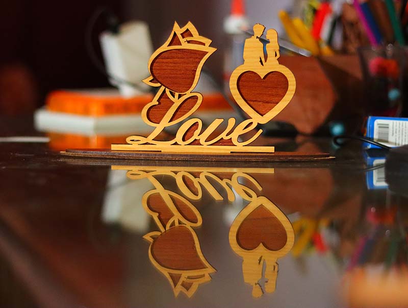 Laser Cut Love with Couple Happy Valentines Day Decoration 3mm Vector File