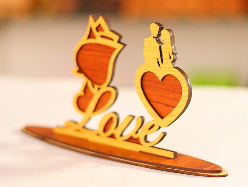 Laser Cut Love with Couple Happy Valentines Day Decoration 3mm Vector File