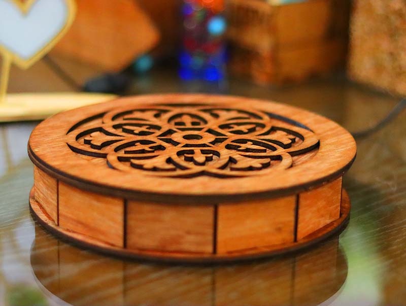Laser Cut Wooden Jewelry Box Gift Box Round Box Valentines Day Gift Box 3mm Vector File