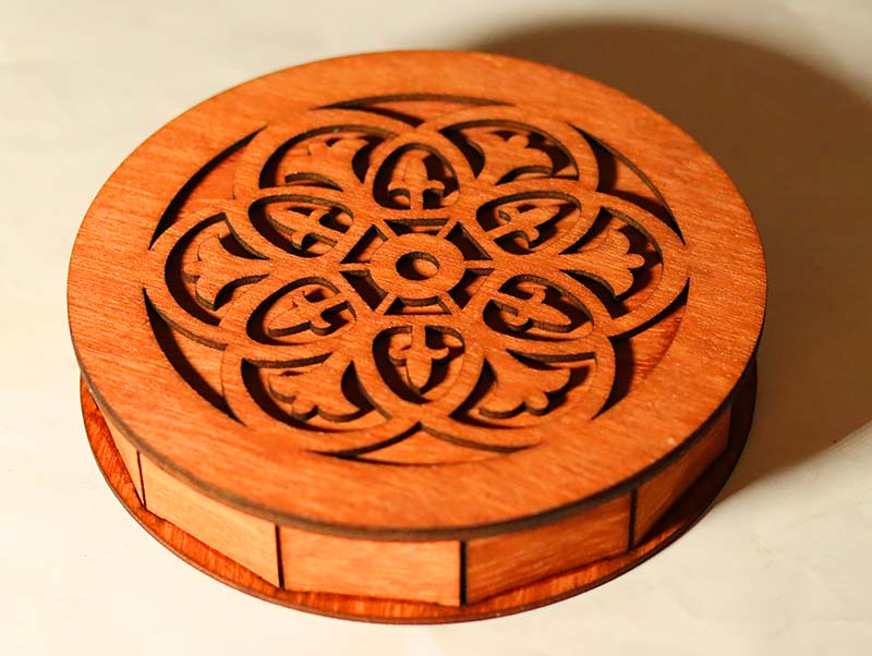 Laser Cut Wooden Jewelry Box Gift Box Round Box Valentines Day Gift Box 3mm Vector File
