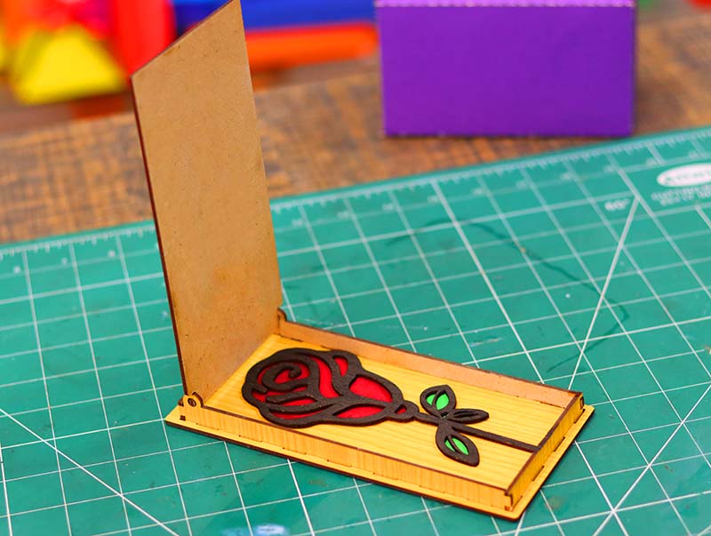 Laser Cut Box Happy Valentine Day Gift Flower Box Wooden Flower Design 3mm Vector File