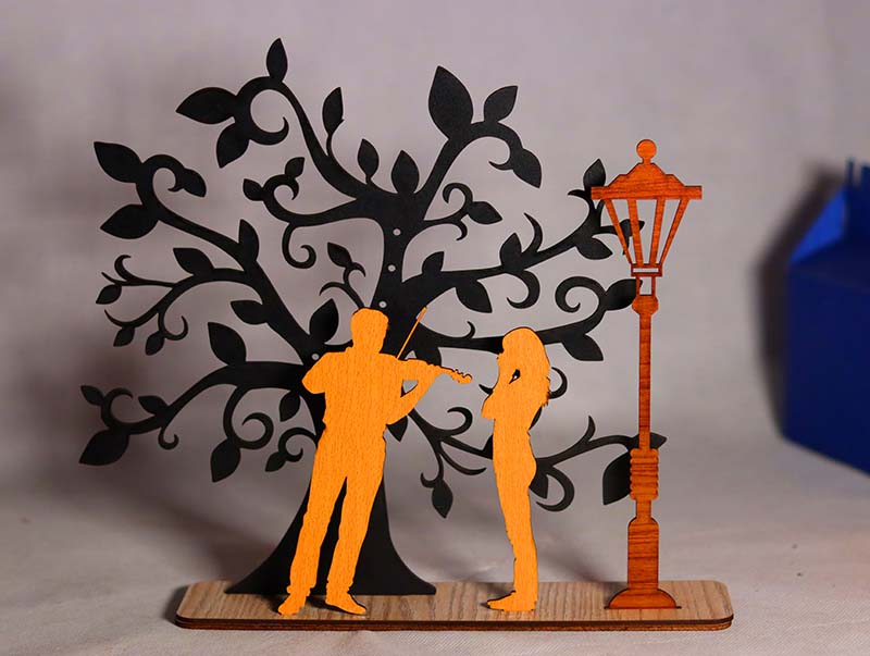 Laser Cut Romantic Love Couple Frame Stand Valentines Day Decor Vector File